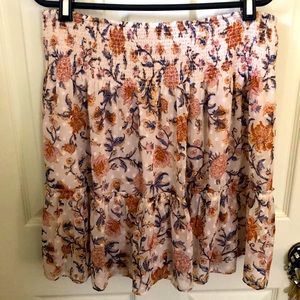 Joie Size L Elastic Waist Flirty Fully Lined Floral Ruffle Skirt